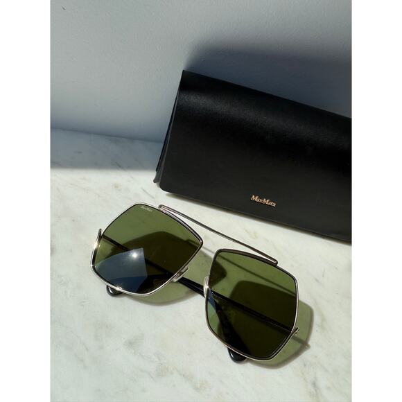 NEW Max Mara MM0006/S Oversized Sunglasses in Gold Green - Picture 6 of 6
